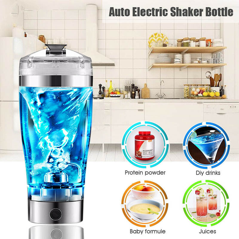 Electric Protein Shake Bottle – USB Rechargeable Milk & Coffee Blender for Sports & Fitness