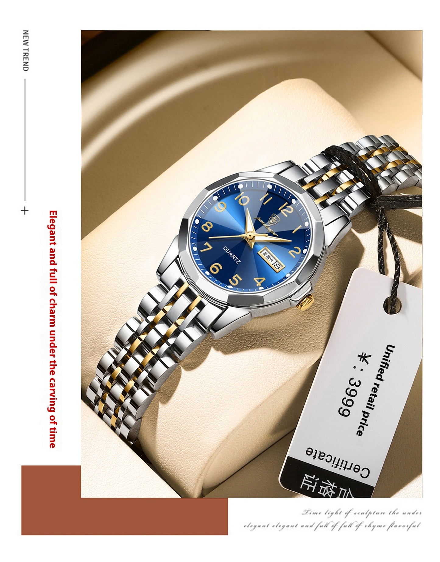 Women's Waterproof Double Calendar Watch