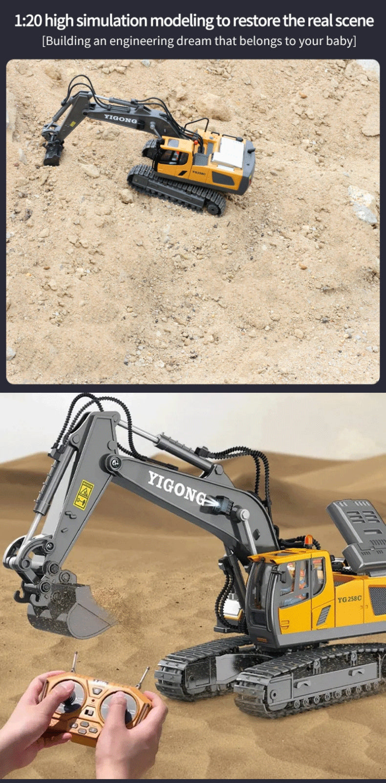2.4G Remote Control Excavator Dump Truck RC Construction Vehicle Toy – 9/11CH