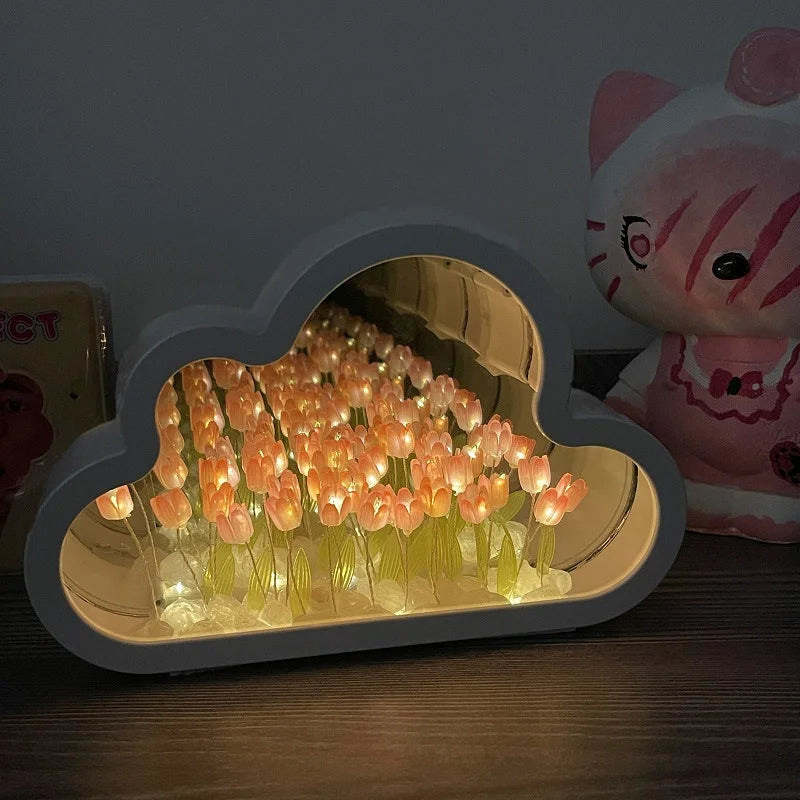 Tulip Cloud Sea of Flowers Night Light – Artistic Mirror Light for Romantic Ambience