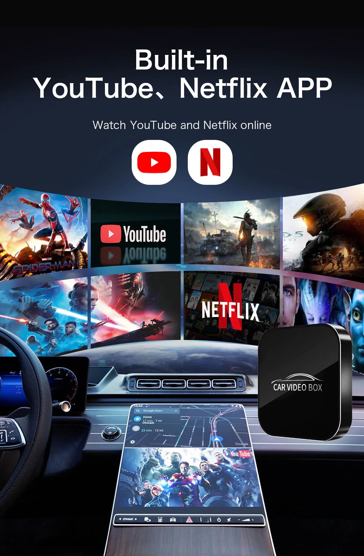 ACODO 3-in-1 CarPlay & Android Auto Box – Android 12, YouTube, Netflix, Dual WiFi