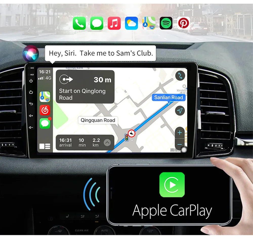 LEHX QLED Wireless CarPlay & Android Auto Car Stereo – 4G LTE, GPS, DSP, BT5.0, Cooling Fan, Split Screen, AI Voice, Rear Camera Support