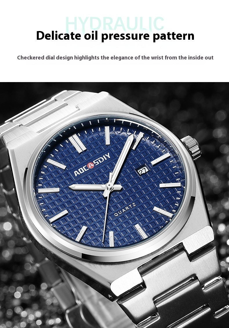 New Watch Men's Fashion Steel Belt Quartz Watch Waterproof Luminous Watch