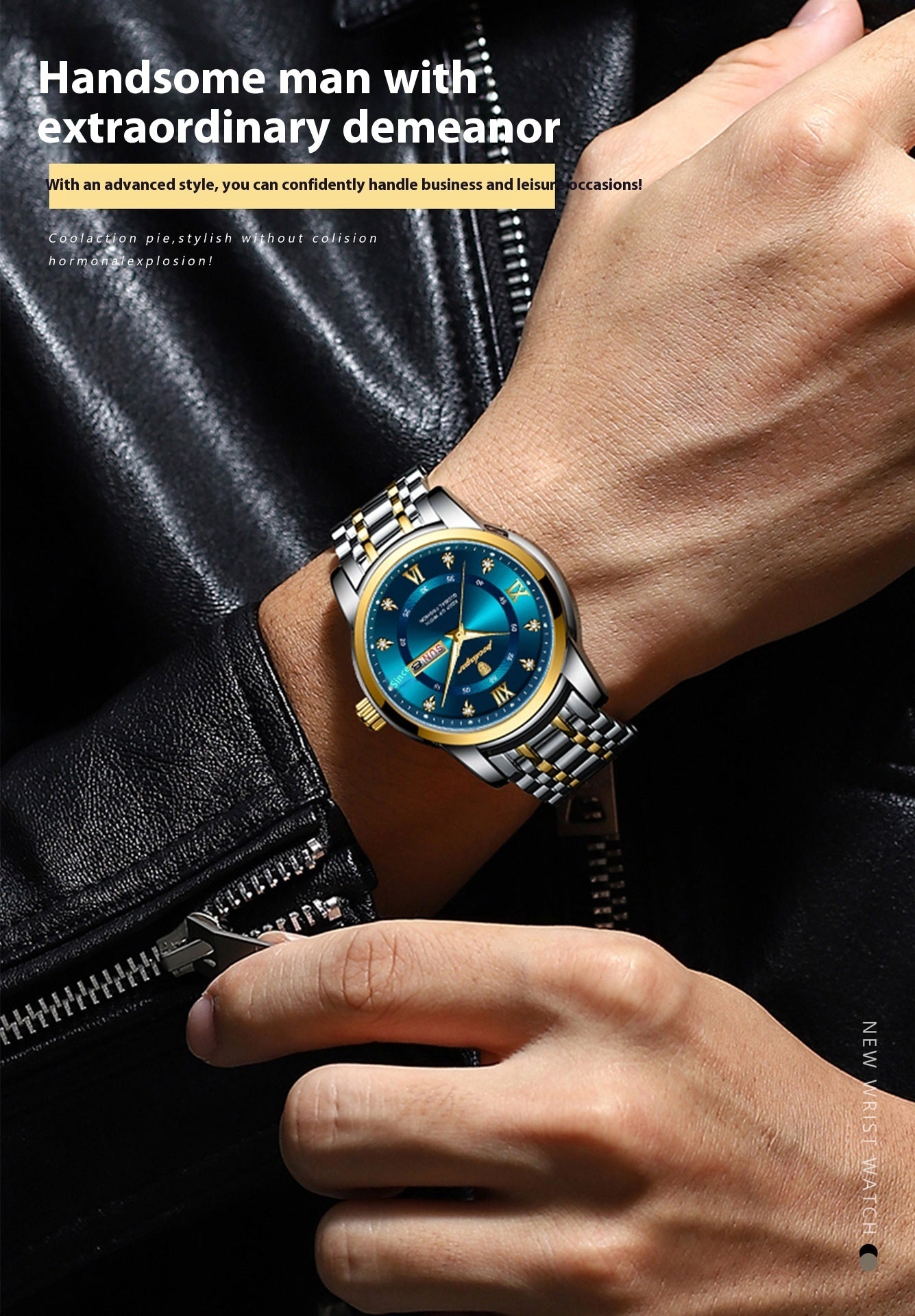 Waterproof Men's Double Calendar Luminous Quartz Watch