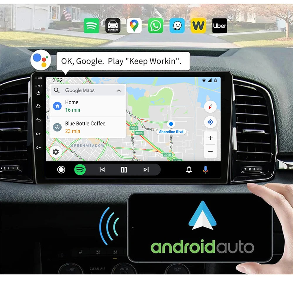 LEHX QLED Wireless CarPlay & Android Auto Car Stereo – 4G LTE, GPS, DSP, BT5.0, Cooling Fan, Split Screen, AI Voice, Rear Camera Support