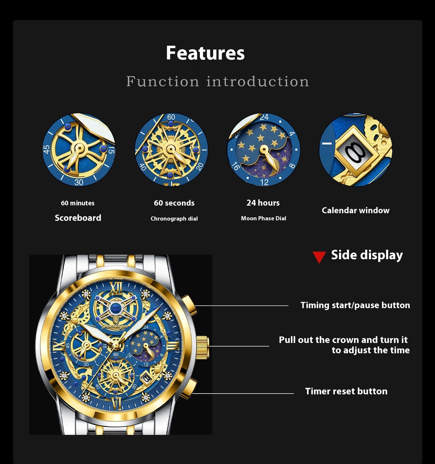 High-grade Waterproof Hollow Out Luxury Large Dial