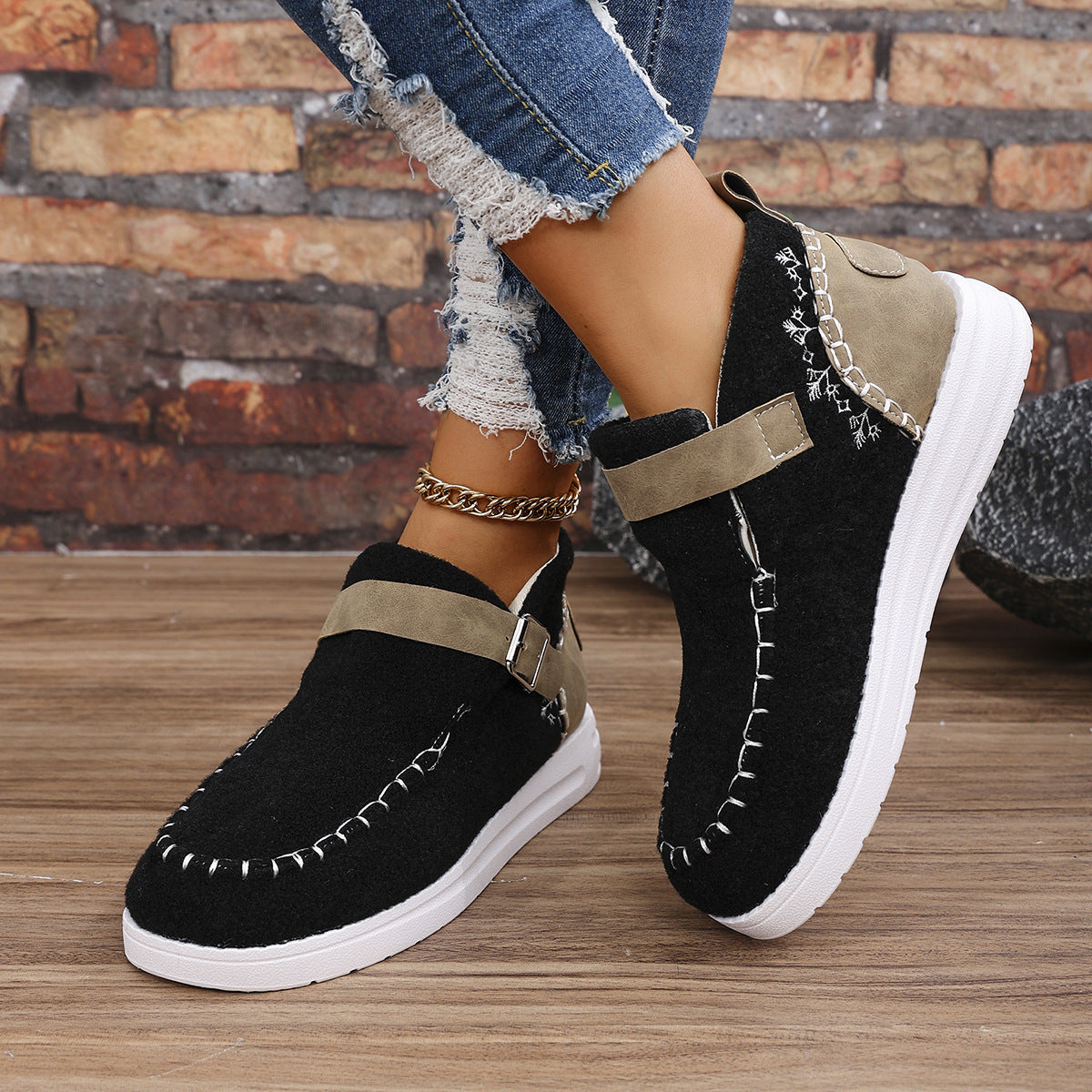 Thick Burr Warm Cotton Shoes – Suede Flat Winter Footwear for Men & Women | Sizes 36–43