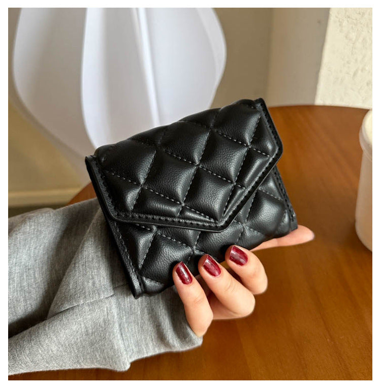 Multi-fold Diamond Embroidered Wallet – Women’s Large-capacity PU Leather Wallet with Waterproof, Wear-resistant Design