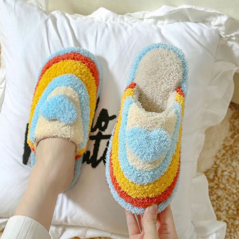 Women’s Thick Bottom Cotton Slippers – Plush Indoor Warm House Shoes with Camouflage Design