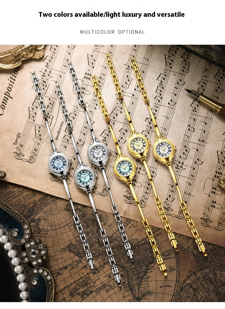 Gold Good-looking Thin Strap Quartz Watch