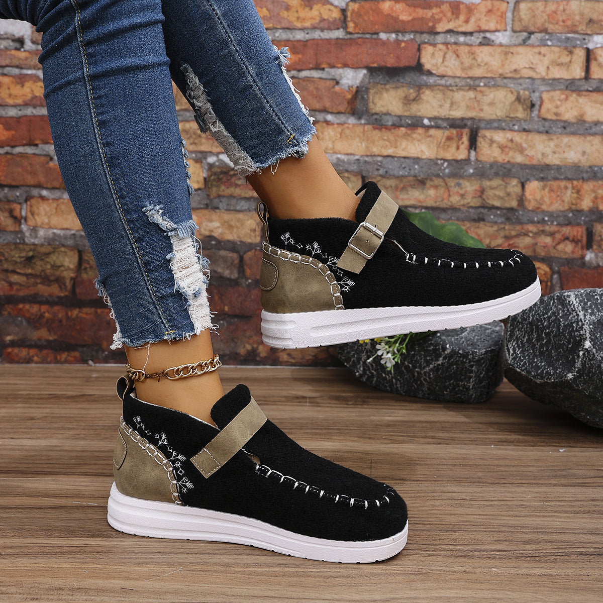 Thick Burr Warm Cotton Shoes – Suede Flat Winter Footwear for Men & Women | Sizes 36–43