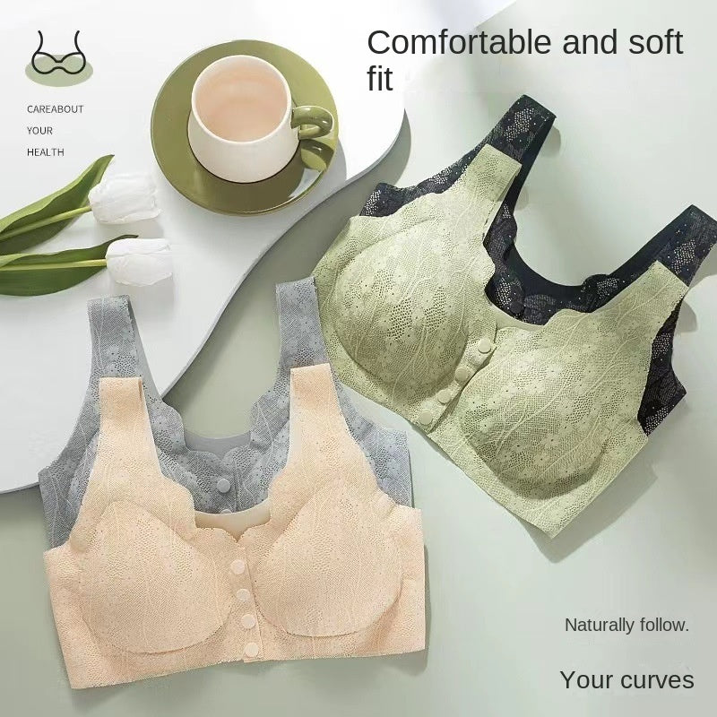 Live Broadcast Explosions Middle-aged And Elderly Mother&#039;s Front Opening Buckle Underwear Thin Summer No Steel Rings Bra Women&#039;s Nursing Bra