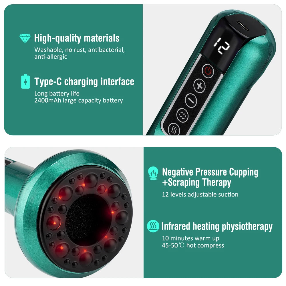 Electric Cupping Massager – Vacuum Suction, Guasha Scraping, Infrared Heat, Anti-Cellulite & Slimming Therapy