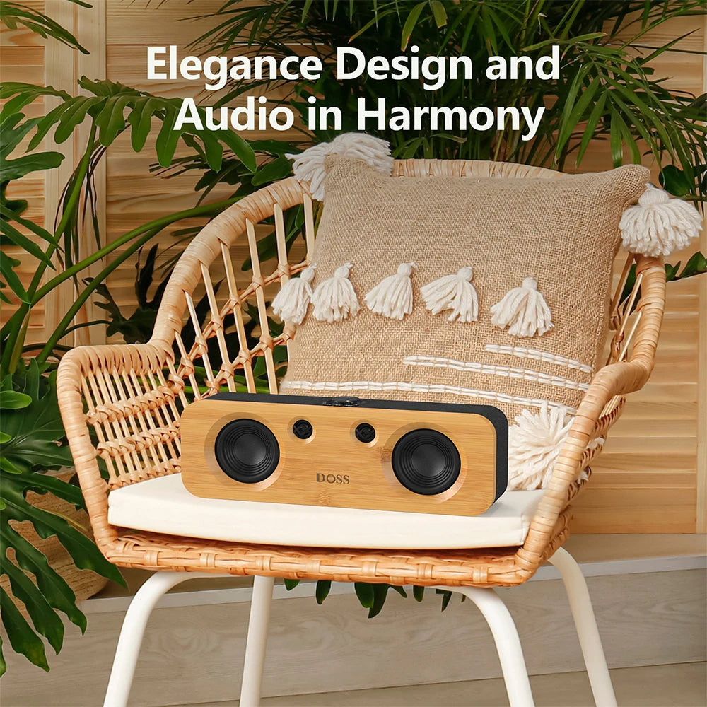 DOSS 50W Bluetooth speaker – deep bass, 35h playtime, wireless for TV, PC & record player