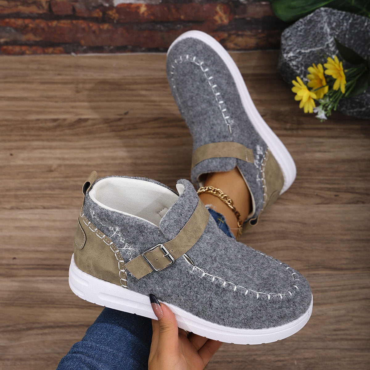 Thick Burr Warm Cotton Shoes – Suede Flat Winter Footwear for Men & Women | Sizes 36–43
