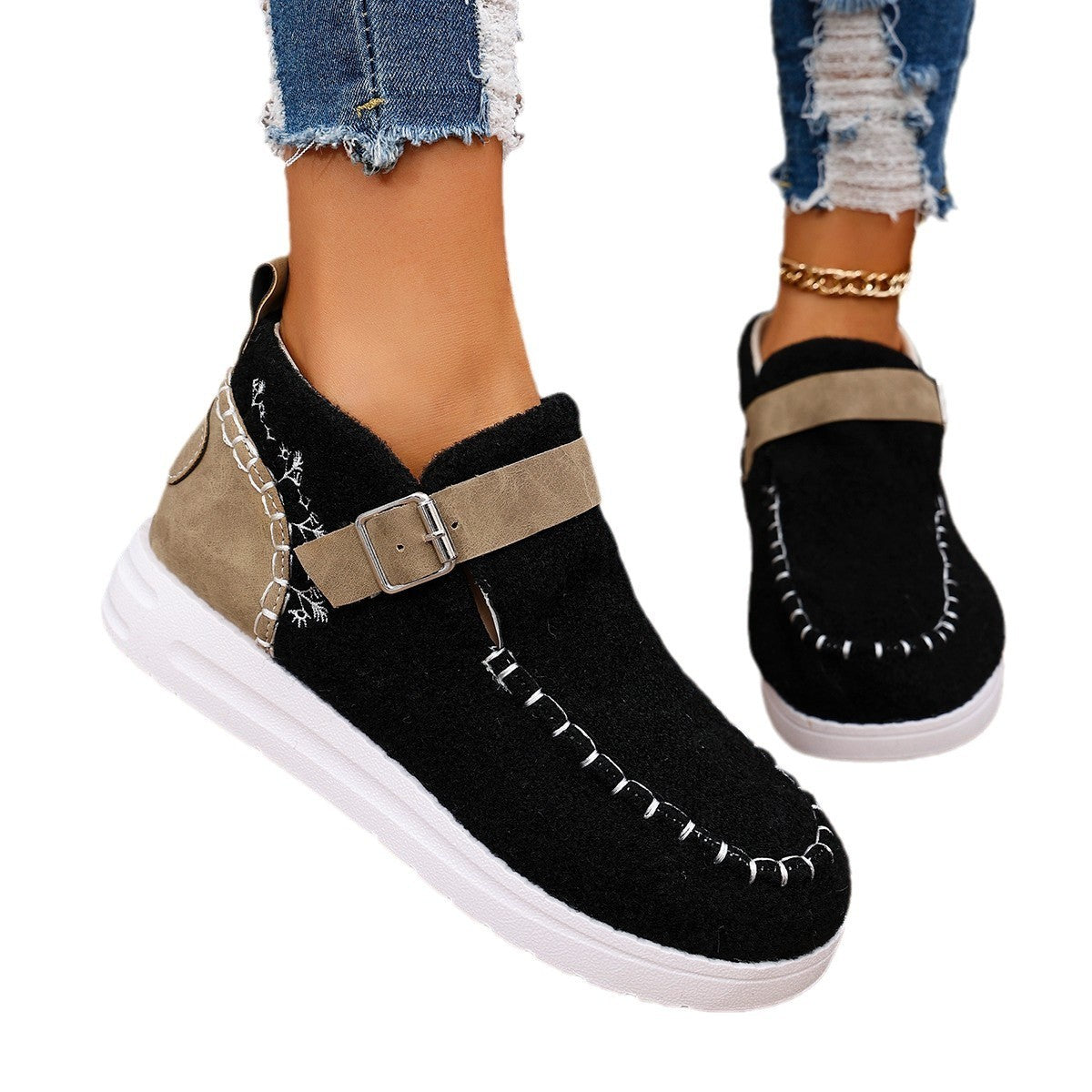 Thick Burr Warm Cotton Shoes – Suede Flat Winter Footwear for Men & Women | Sizes 36–43
