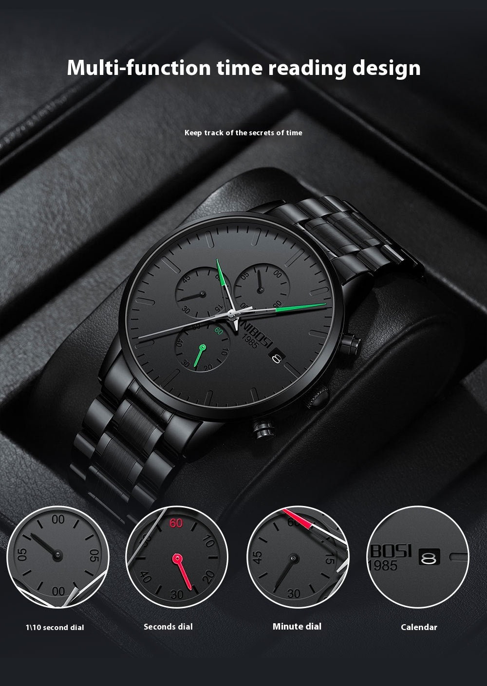 Men's Multi-functional Anti-luminous Quartz Watch