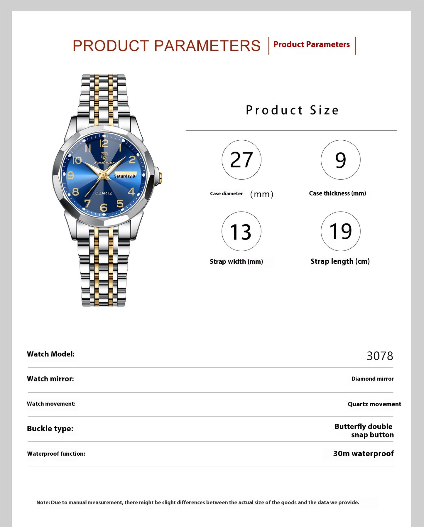Women's Waterproof Double Calendar Watch