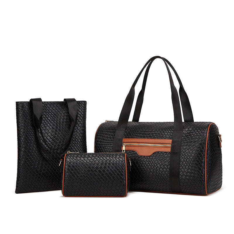 Women's Business Travel Bag – Stylish 3-Piece PU Leather Shoulder & Gym Bag Set | 36–55L Capacity