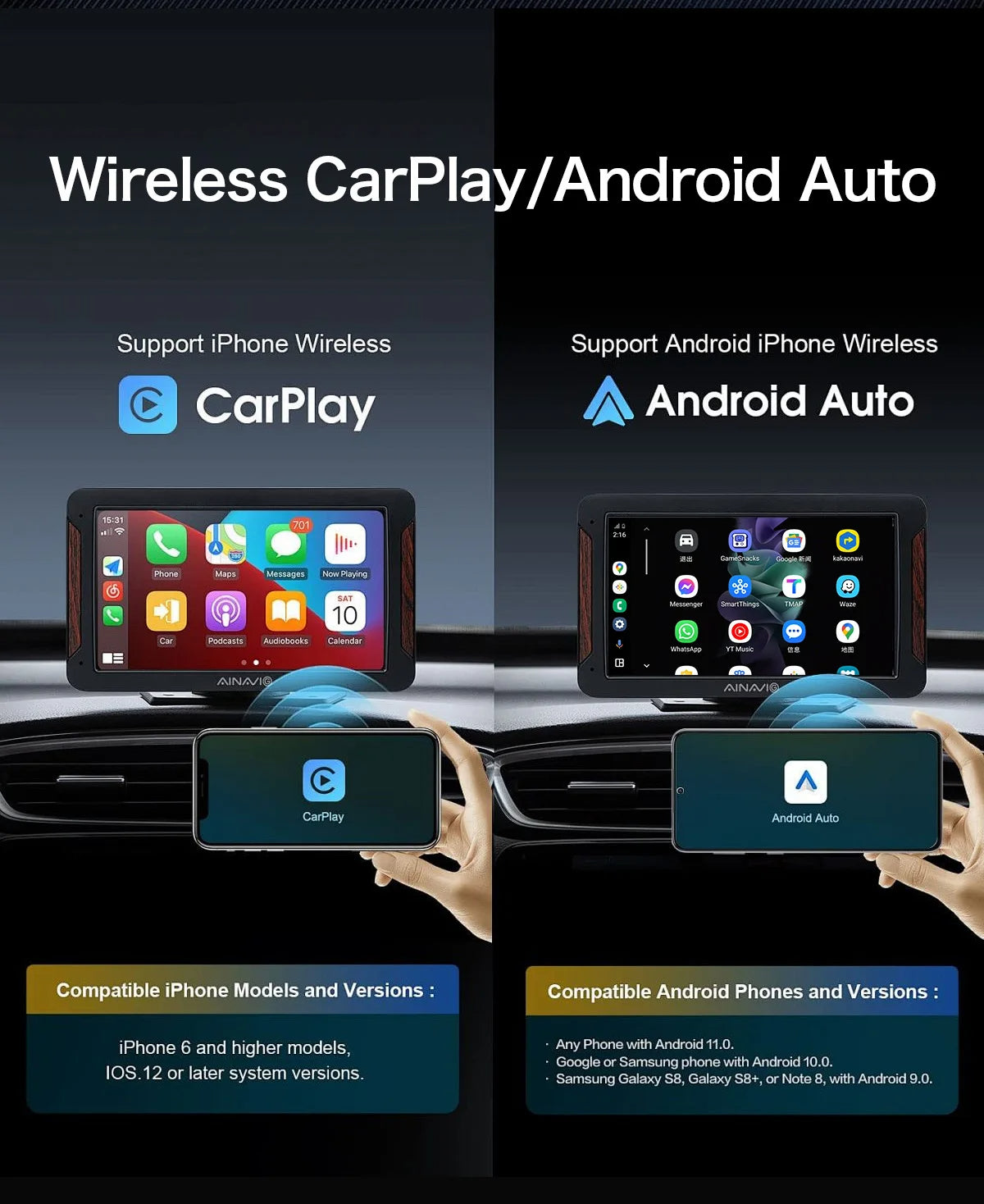 ACODO 3-in-1 CarPlay & Android Auto Box – Android 12, YouTube, Netflix, Dual WiFi