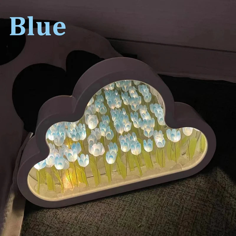 Tulip Cloud Sea of Flowers Night Light – Artistic Mirror Light for Romantic Ambience