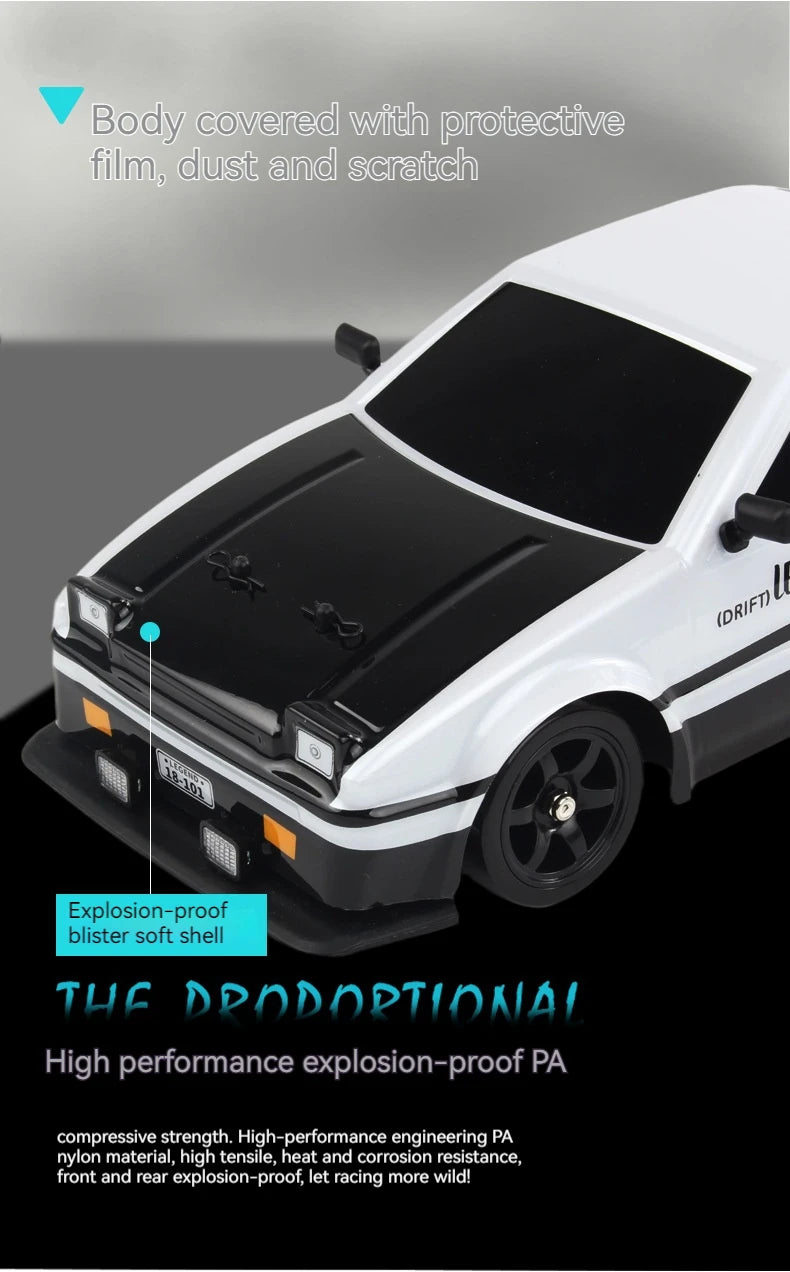 Sure! How about this:  "AE86 1:16 RC Drift Car – High-Speed 4WD Electric Toy, Remote Control, Spray Function, 2.4G Racing Sports Vehicle"