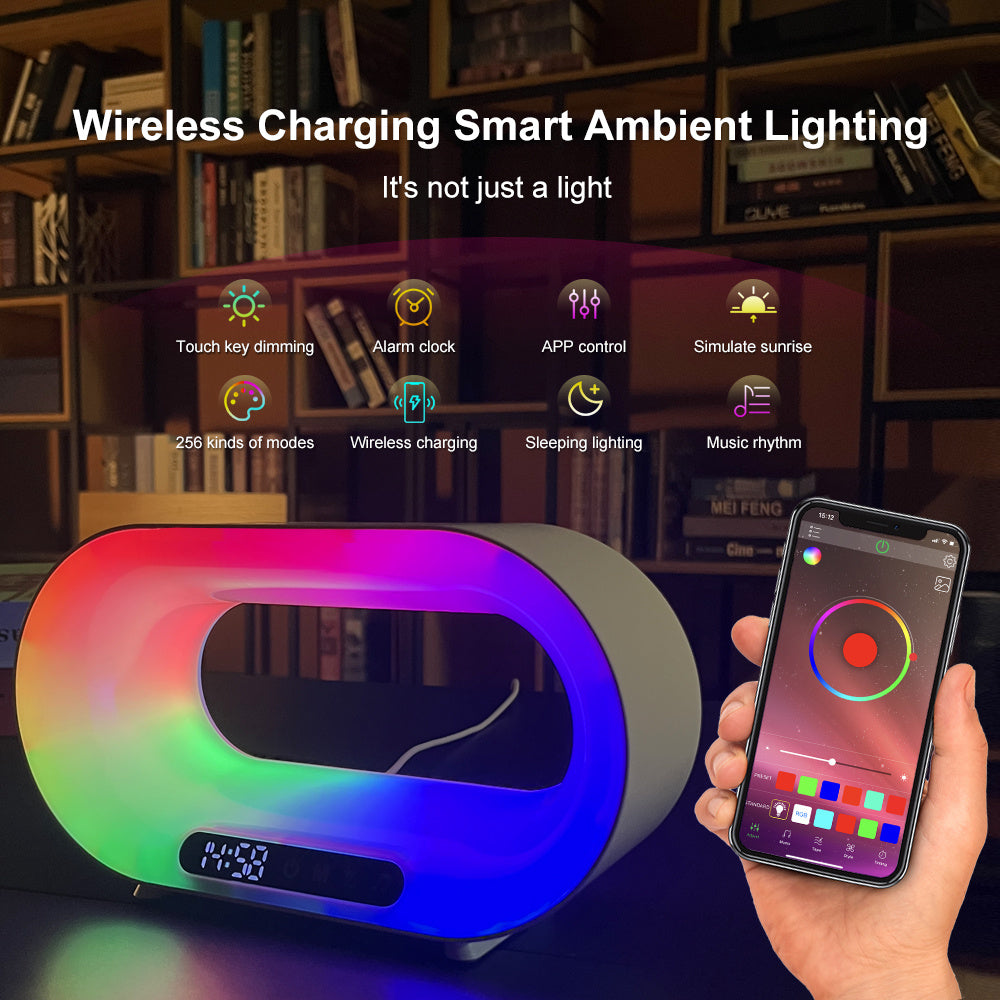 Smart 3-in-1 LED Night Light, Wireless Charger & Alarm Clock with App Control