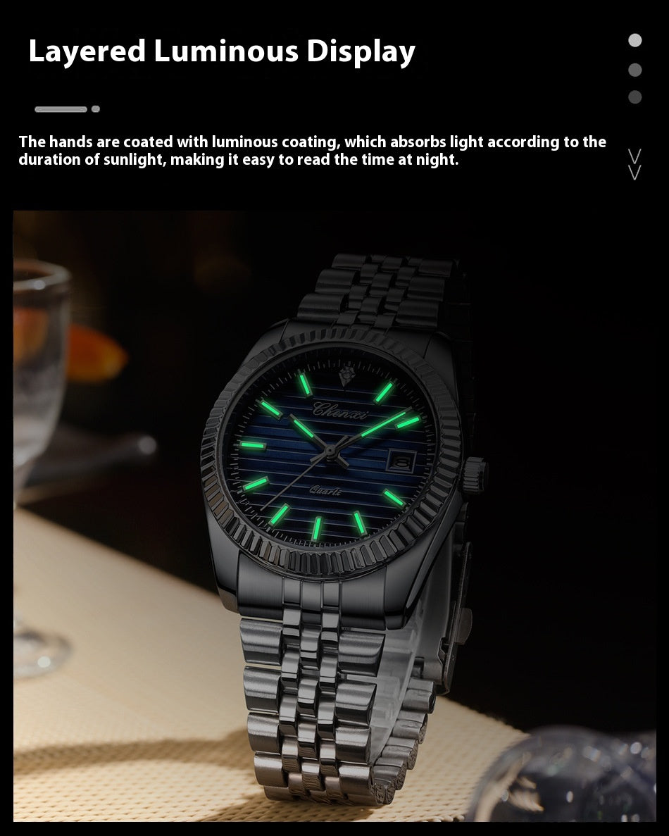 Business Calendar Luminous Waterproof Quartz Watch