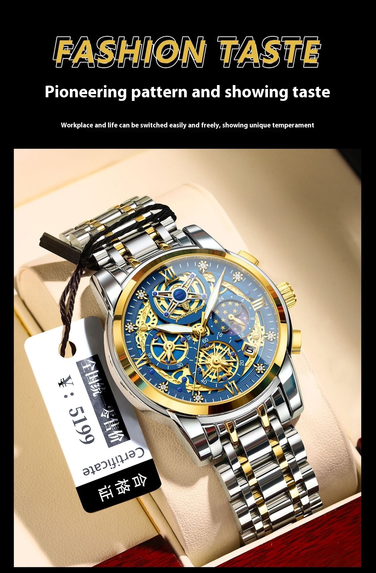 High-grade Waterproof Hollow Out Luxury Large Dial