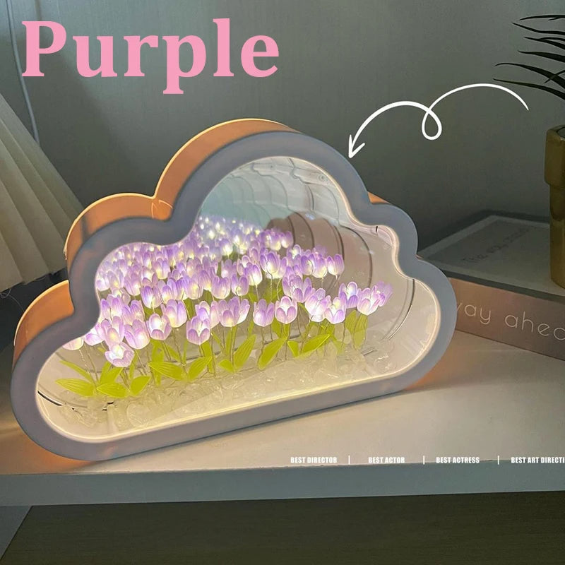 Tulip Cloud Sea of Flowers Night Light – Artistic Mirror Light for Romantic Ambience