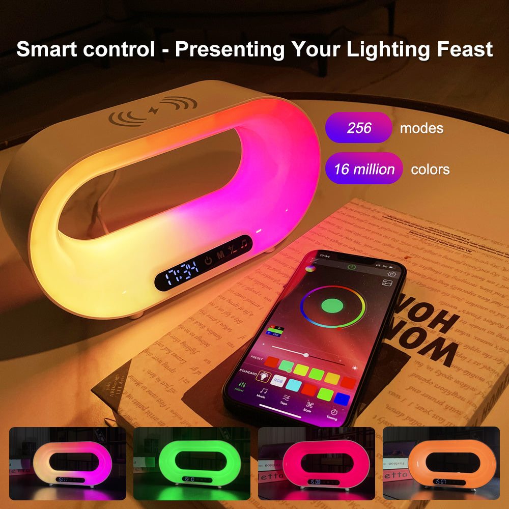 Smart 3-in-1 LED Night Light, Wireless Charger & Alarm Clock with App Control