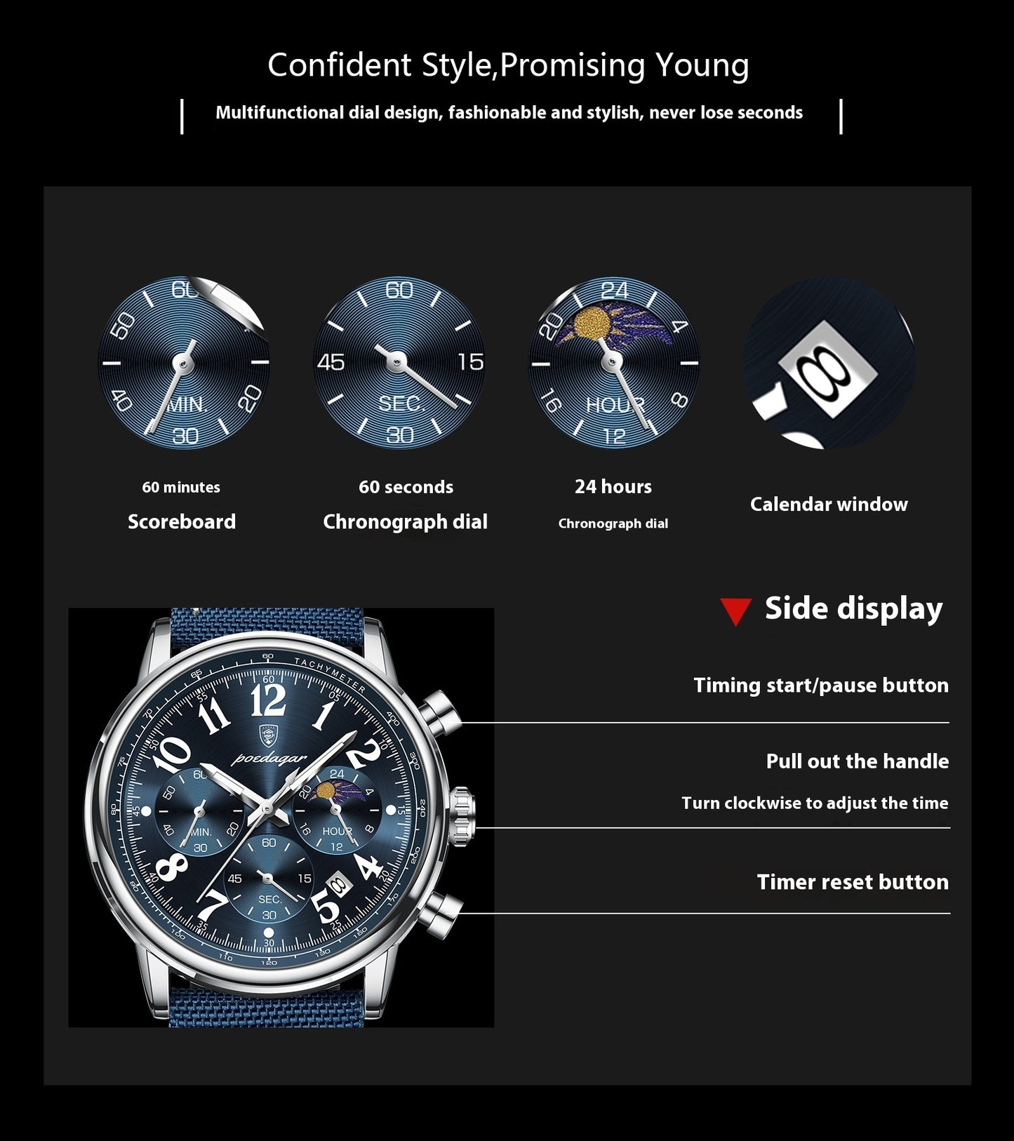 Multifunctional Luminous Quartz Men's Watch