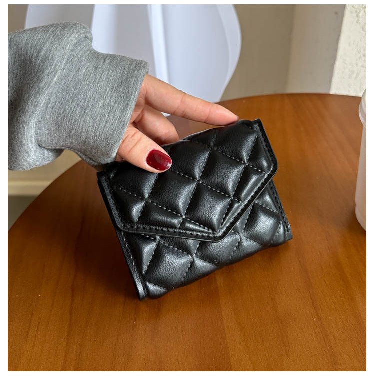 Multi-fold Diamond Embroidered Wallet – Women’s Large-capacity PU Leather Wallet with Waterproof, Wear-resistant Design