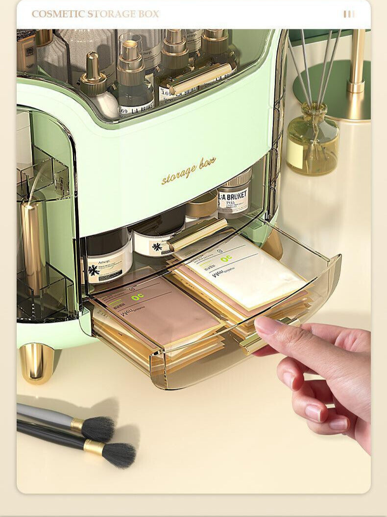 Cosmetic Storage Box – Large-Capacity Dust-Proof Makeup Organizer with Drawer for Desktop, Vanity, and Bathroom