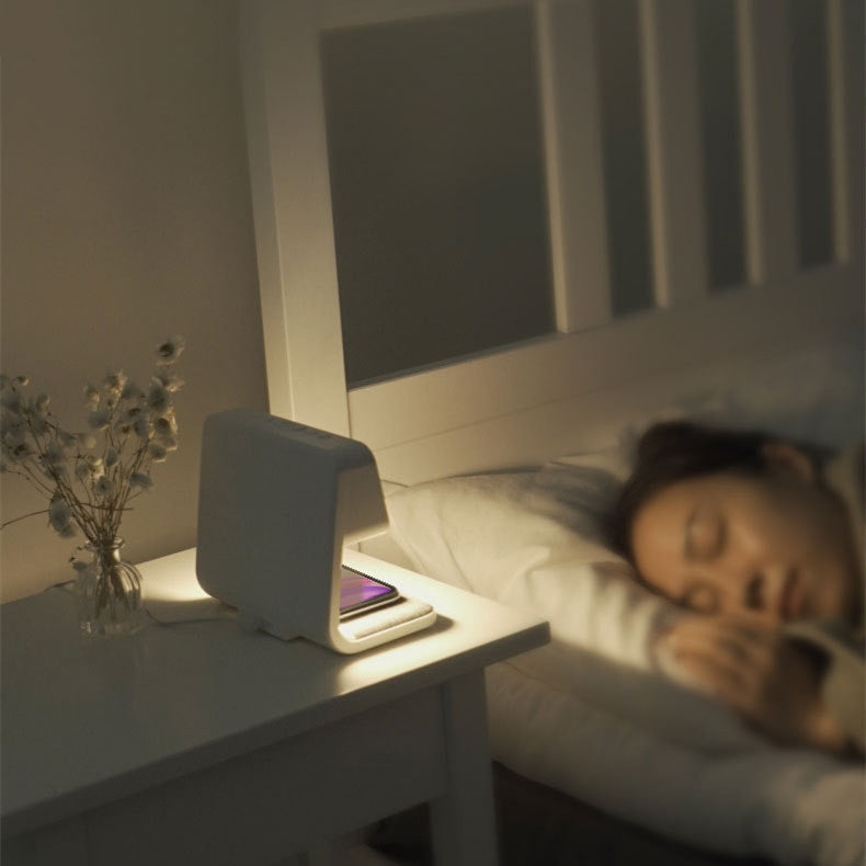 3-in-1 Bedside Lamp with Wireless Charging & LCD Alarm Clock – Touch Control & Dimmable Light