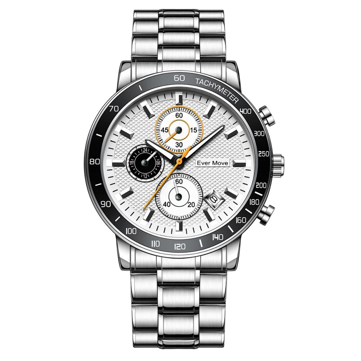 Luminous Waterproof Steel Watch – Sleek Design with Triple Sub-Dials