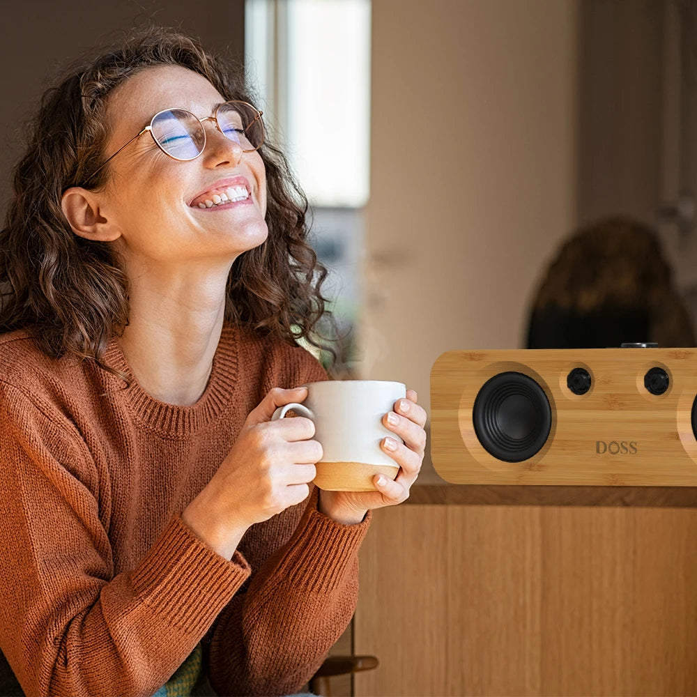 DOSS 50W Bluetooth speaker – deep bass, 35h playtime, wireless for TV, PC & record player