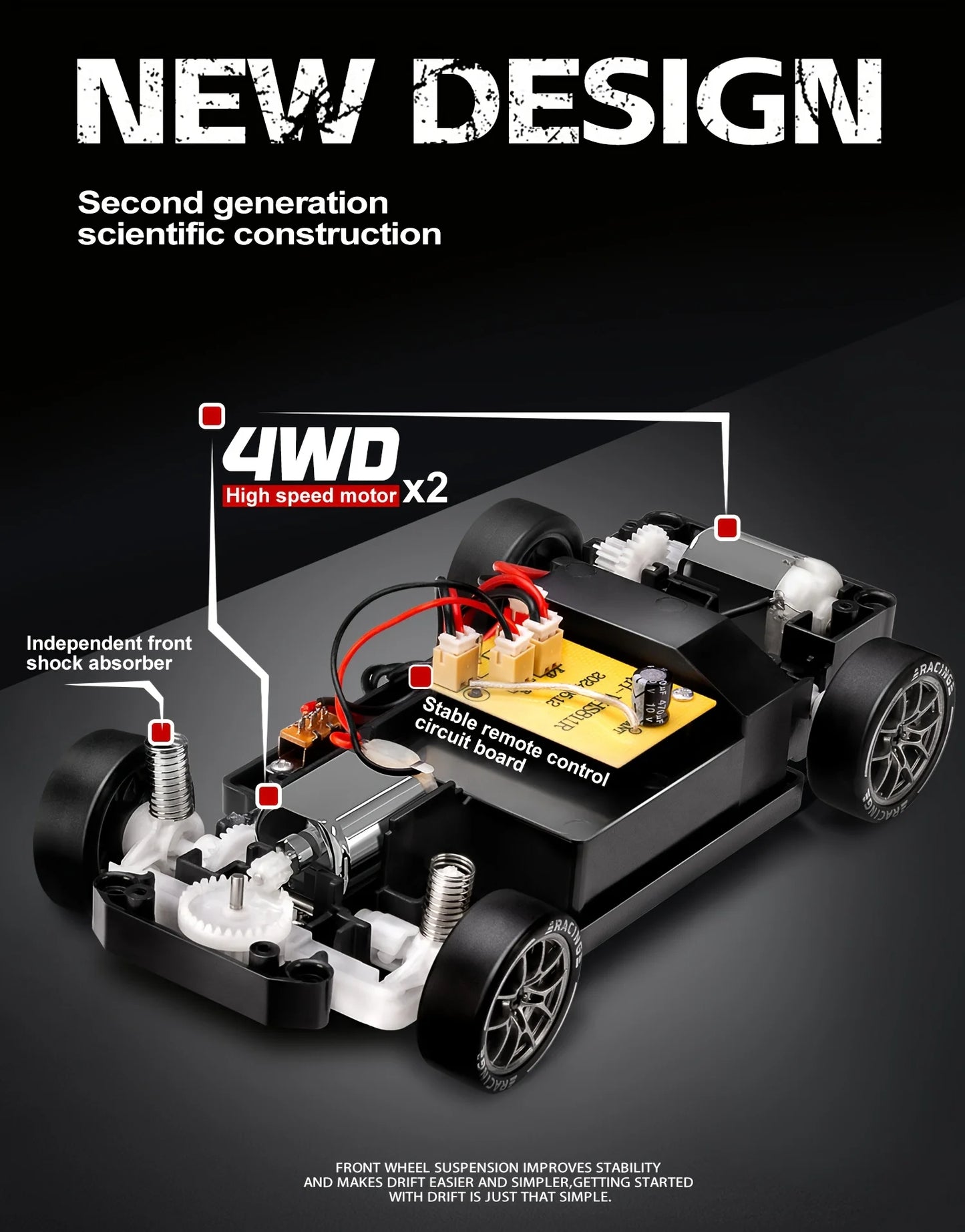 4WD Remote Control Drift Car – 1:24 Mini High-Speed RC Racing Car for Kids & Adults
