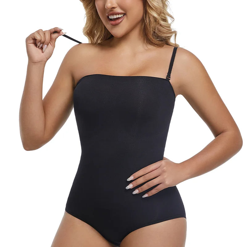 Women’s Strapless Shapewear Bodysuit – Seamless Tummy Control, Waist Trainer & Butt Lifter