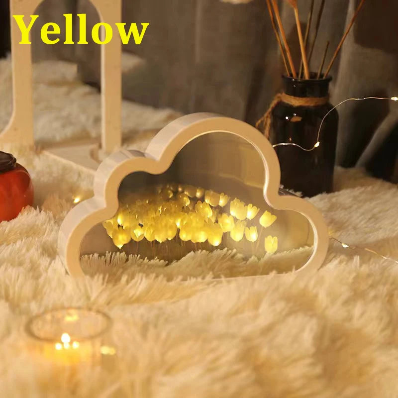 Tulip Cloud Sea of Flowers Night Light – Artistic Mirror Light for Romantic Ambience