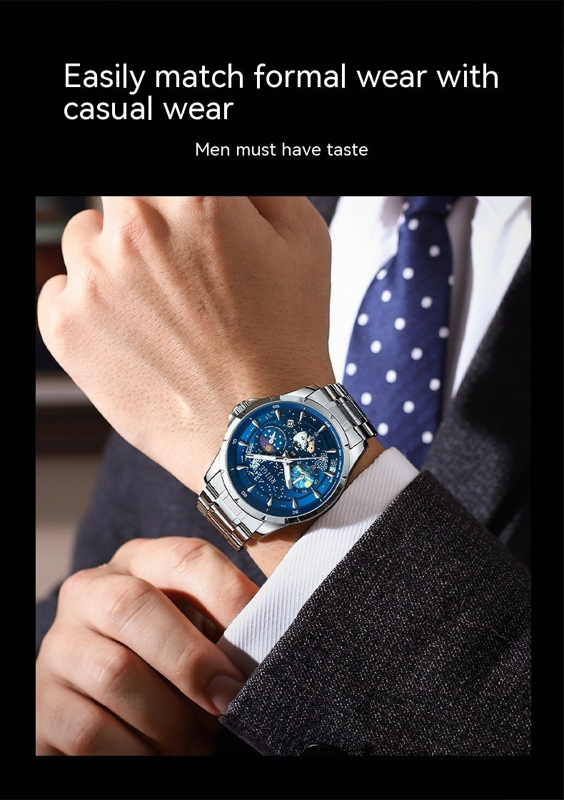 Star Sea Quartz Multi-functional Luminous Waterproof Men's Watch