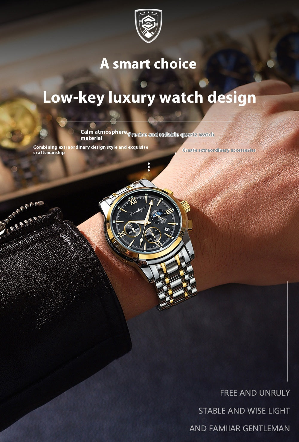 Multifunctional Luminous Waterproof Quartz Watch for Men