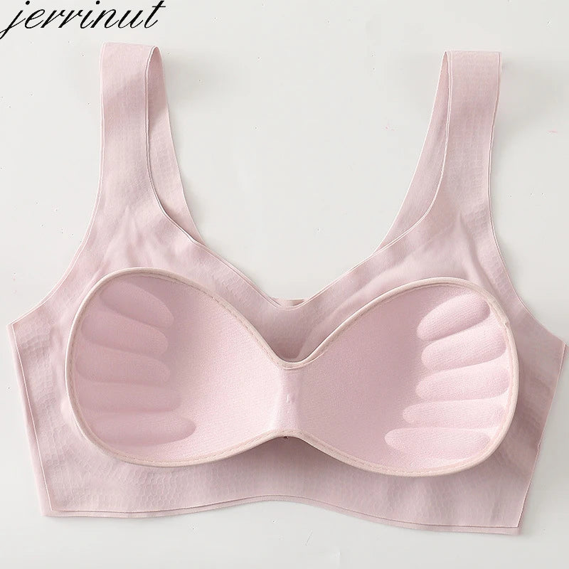Jerrinut Sexy Underwear Set Seamless Wire Free Push Up Bra Set Vest Sleep Bra Suit Breathable Lingerie Bra And Panties Set