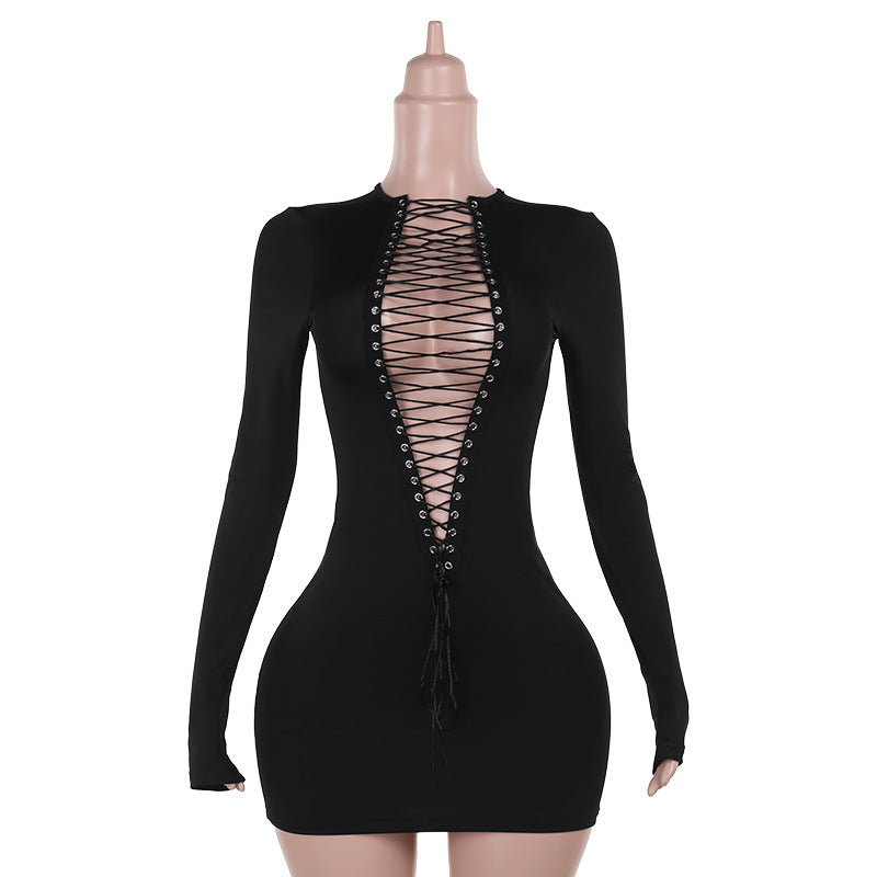 Sexy Front & Back Strap Dress – Autumn Hot Girl Hip Skirt