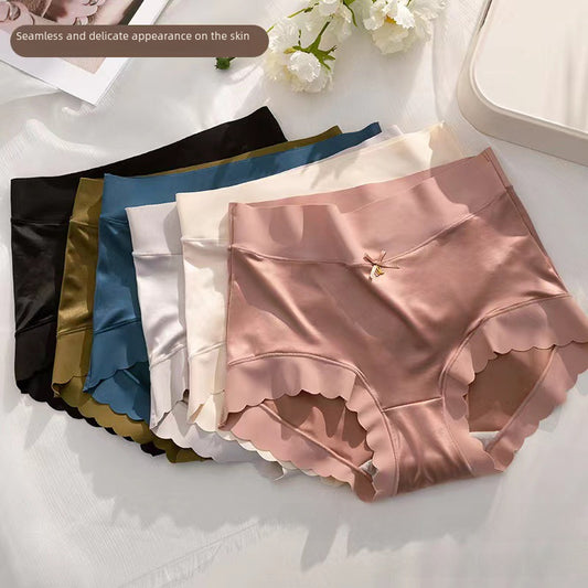 Women&#039;s High-waist Luxury Satin Seamless Ice Silk Mulberry Silk Briefs Butt Lifting Tummy Control Triangle Panties