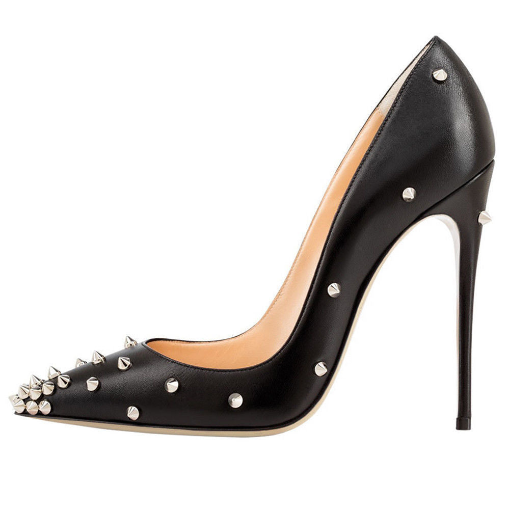 Custom Rivet Stiletto Heels for Women – Pointed Toe Pumps | 8CM & 10CM | Sizes 34–45