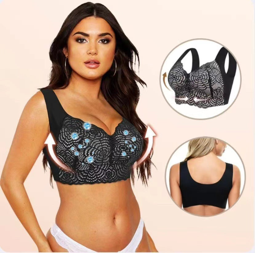 No Steel Ring Foreign Trade Underwear Plus Size Sexy Lace Sports Sleep Vest Bra Chubby Girl Thin Push-up Bra