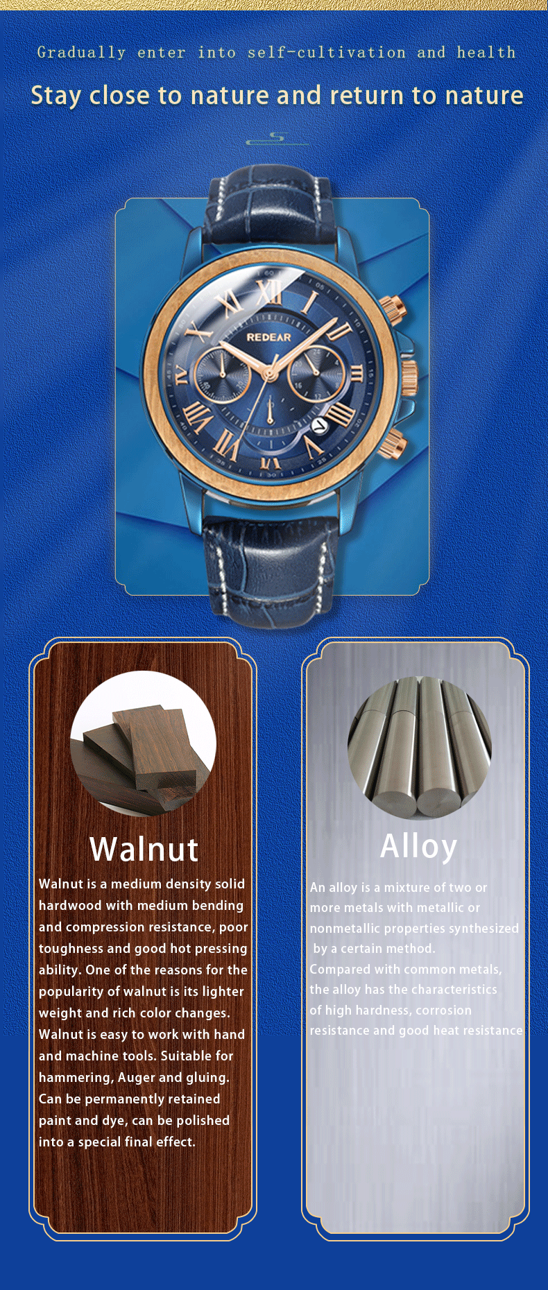 Men’s Alloy & Wood Chronograph Watch