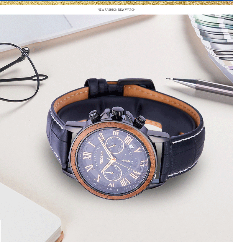 Men’s Alloy & Wood Chronograph Watch