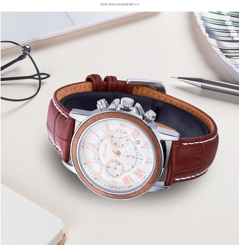 Men’s Alloy & Wood Chronograph Watch